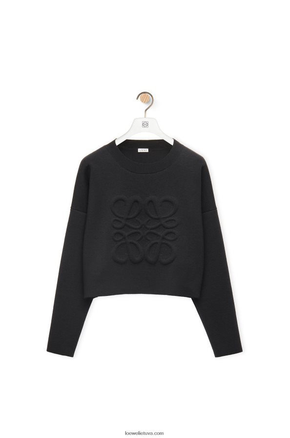 Loewe moterys anagraminis vilnos megztinis juodas BZ26XN1021