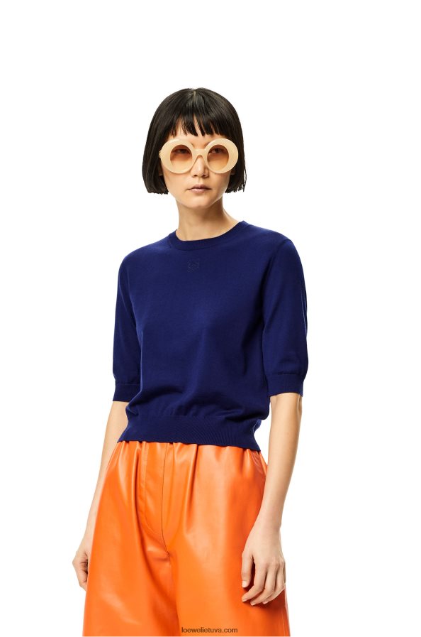 Loewe moterys anagraminis vilnos megztinis tamsiai mėlyna BZ26XN1012
