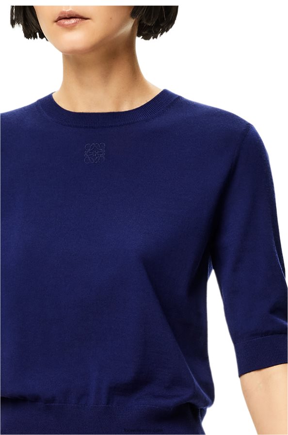 Loewe moterys anagraminis vilnos megztinis tamsiai mėlyna BZ26XN1012