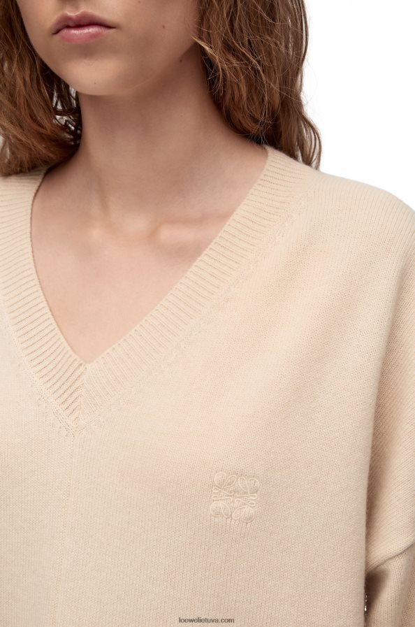 Loewe moterys asimetriškas kašmyro megztinis šampanas BZ26XN978