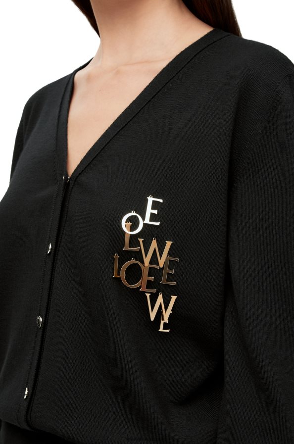 Loewe moterys žavingas vilnos megztinis juodas BZ26XN960