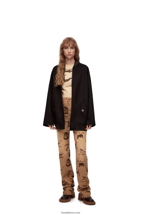Loewe moterys elnias apkarpytas vilnos megztinis ekru BZ26XN999
