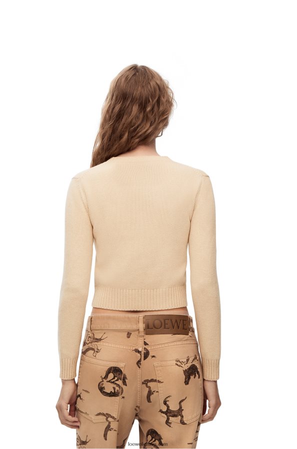 Loewe moterys elnias apkarpytas vilnos megztinis ekru BZ26XN999