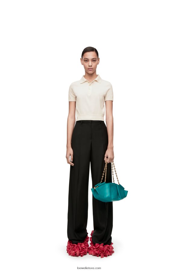 Loewe moterys šilko polo megztinis baltas BZ26XN963
