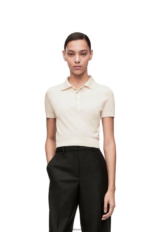 Loewe moterys šilko polo megztinis baltas BZ26XN963