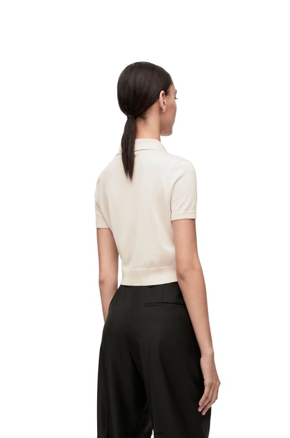 Loewe moterys šilko polo megztinis baltas BZ26XN963