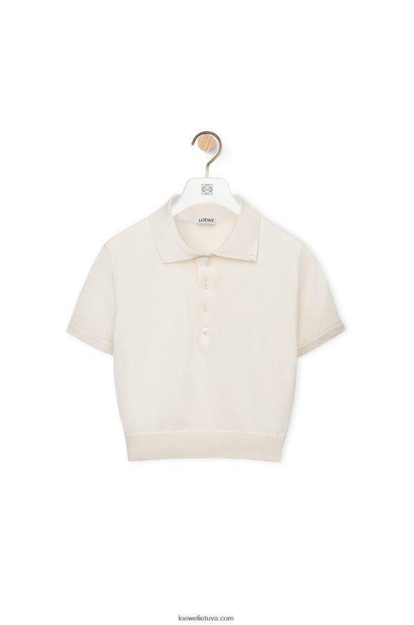 Loewe moterys šilko polo megztinis baltas BZ26XN963