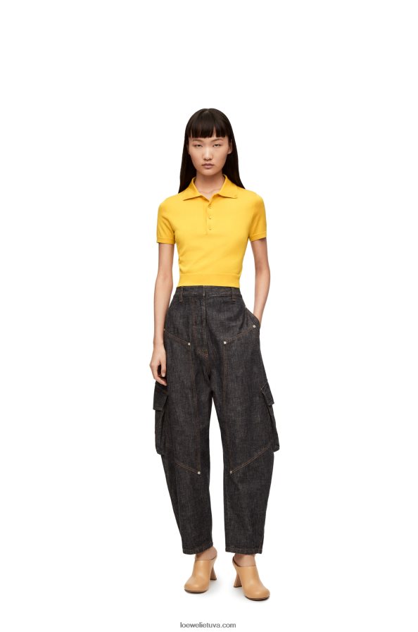 Loewe moterys šilko polo megztinis geltona BZ26XN961