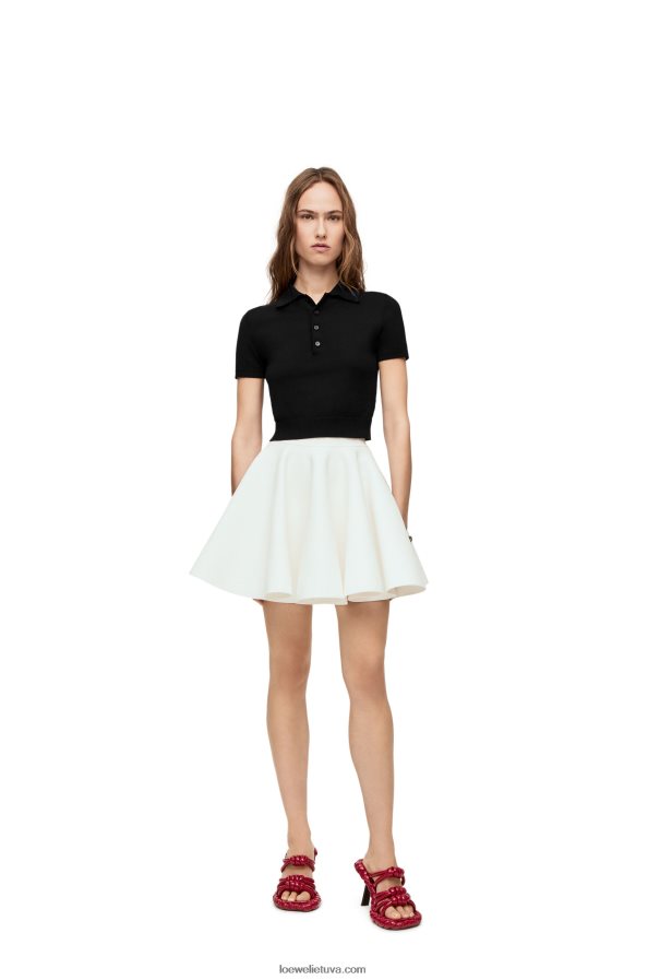 Loewe moterys šilko polo megztinis juodas BZ26XN956