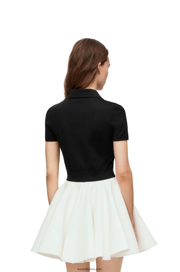 Loewe moterys šilko polo megztinis juodas BZ26XN956