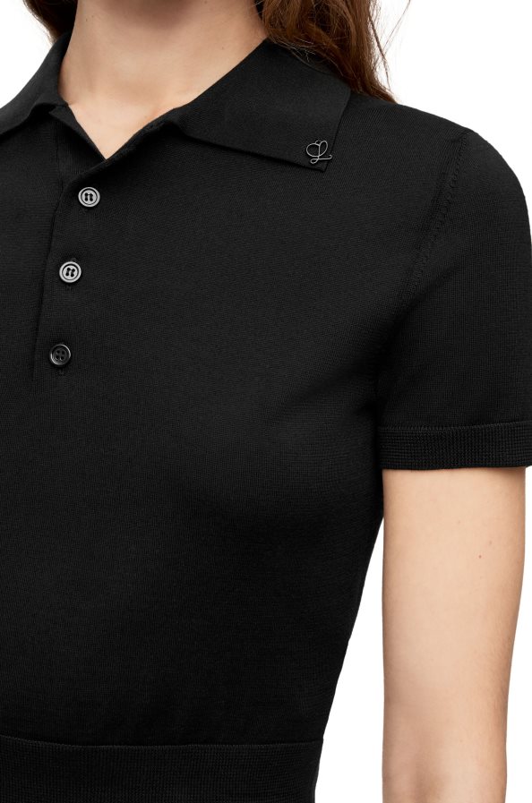 Loewe moterys šilko polo megztinis juodas BZ26XN956
