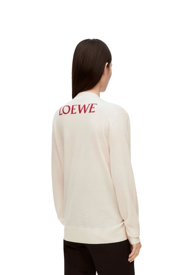 Loewe moterys kalciferinis megztinis iš vilnos ekru BZ26XN1024