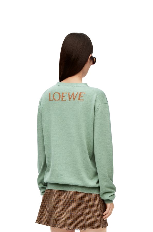Loewe moterys vilnos kardiganas anyžių žalia BZ26XN1027