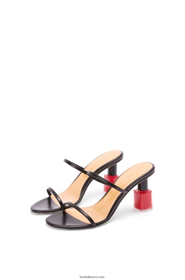 Loewe moterys Nagų lako sandalas iš ožkos odos juodas BZ26XN709
