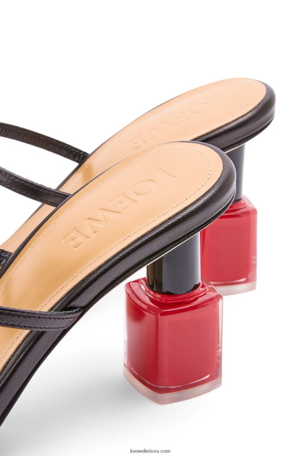 Loewe moterys Nagų lako sandalas iš ožkos odos juodas BZ26XN709