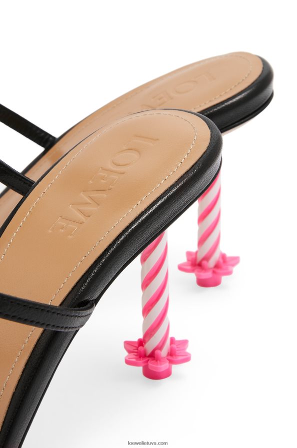 Loewe moterys gimtadienio žvakių sandalai iš ožkos odos juodas BZ26XN712