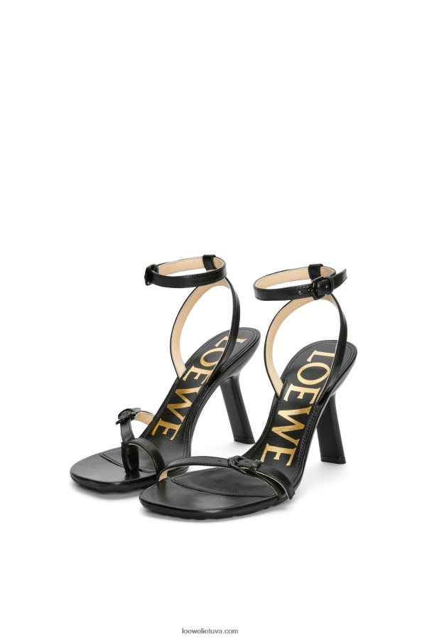 Loewe moterys žiedlapių stileto sandalai iš ėriuko odos juodas BZ26XN671