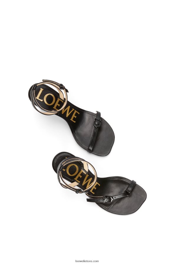 Loewe moterys žiedlapių stileto sandalai iš ėriuko odos juodas BZ26XN671