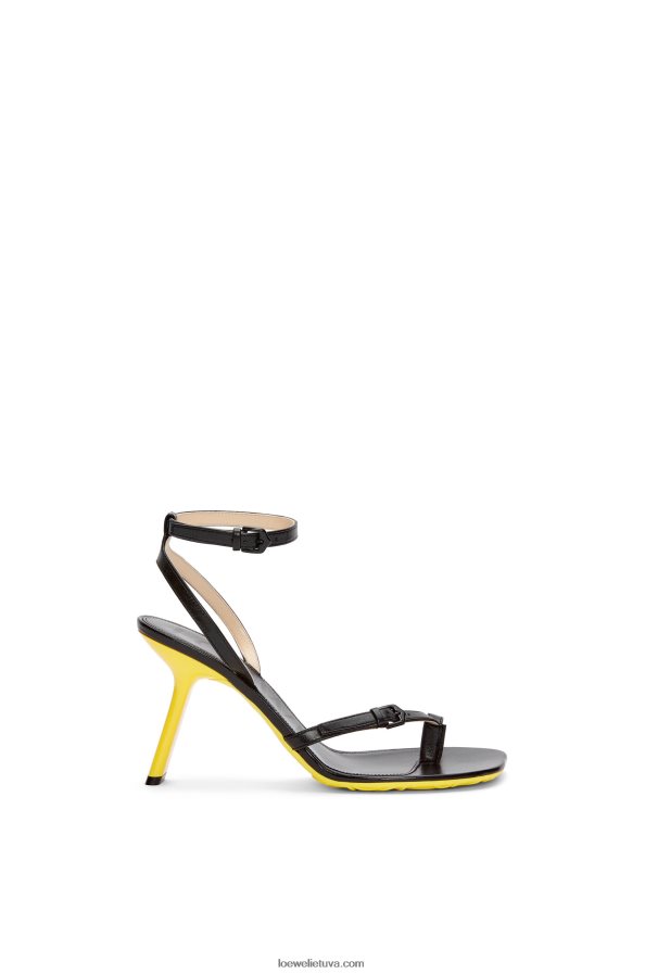 Loewe moterys žiedlapių stileto sandalai iš ėriuko odos juodas BZ26XN677