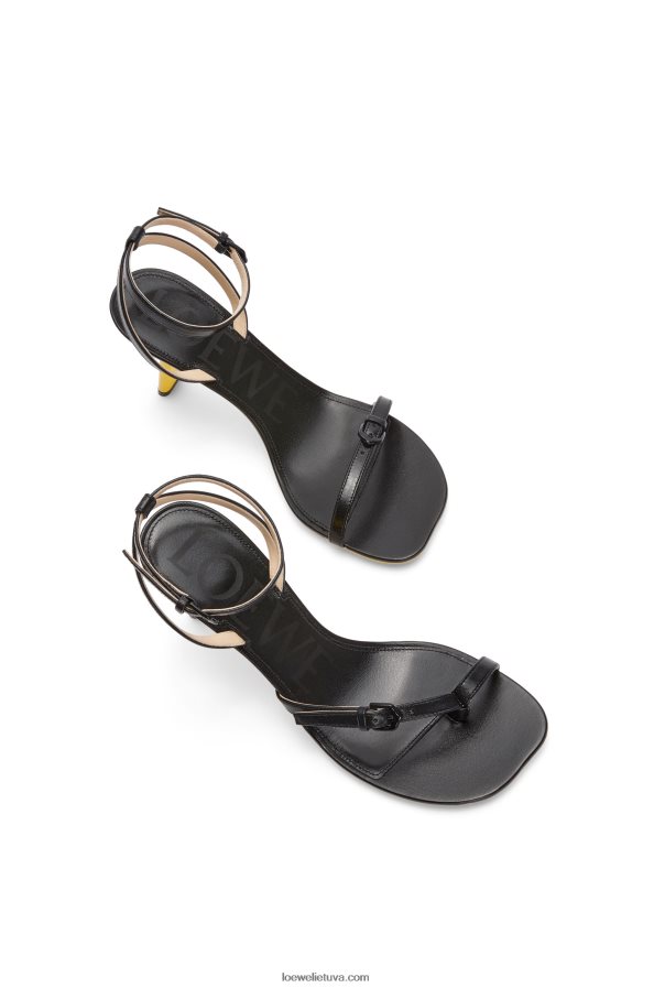 Loewe moterys žiedlapių stileto sandalai iš ėriuko odos juodas BZ26XN677