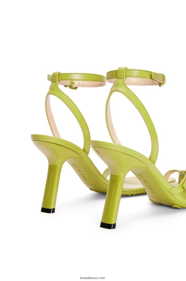 Loewe moterys žiedlapių stileto sandalai iš ėriuko odos matcha latte BZ26XN673