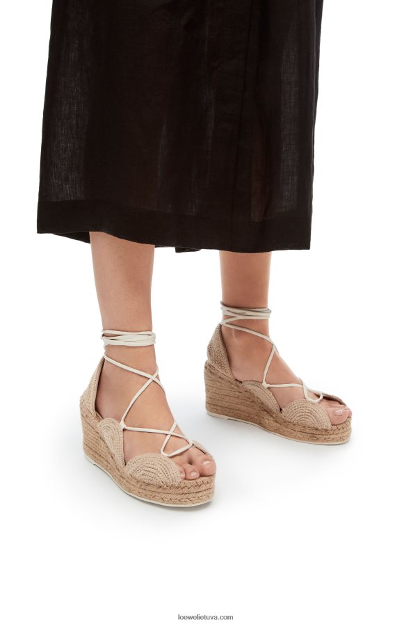 Loewe moterys saulės pleištas espadrilė džiute avižų pieno BZ26XN700
