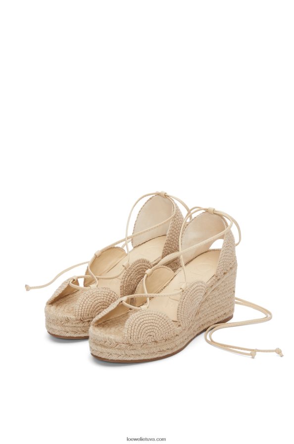 Loewe moterys saulės pleištas espadrilė džiute avižų pieno BZ26XN700