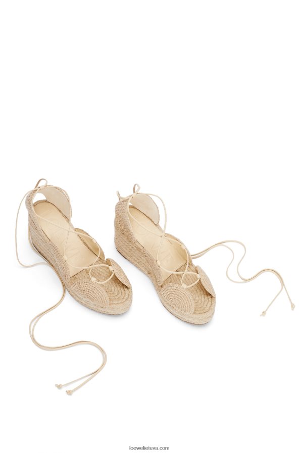 Loewe moterys saulės pleištas espadrilė džiute avižų pieno BZ26XN700
