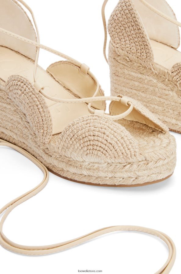 Loewe moterys saulės pleištas espadrilė džiute avižų pieno BZ26XN700