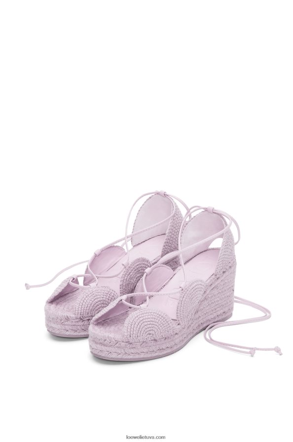 Loewe moterys saulės pleištas espadrilė džiute levandos BZ26XN701
