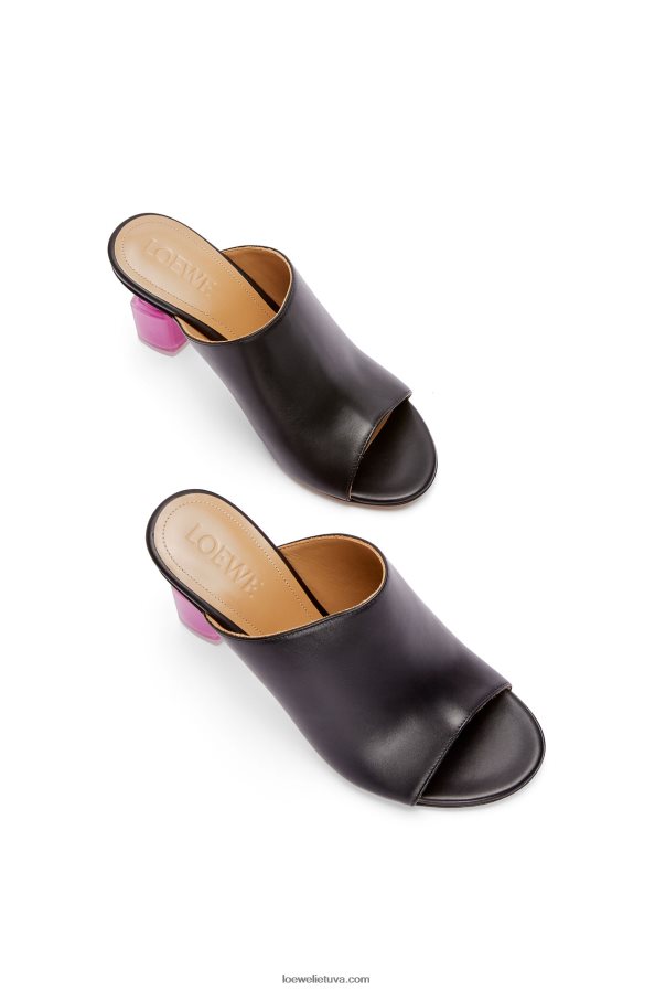 Loewe moterys nagų lako mulas iš veršio odos juoda/rožinė BZ26XN757