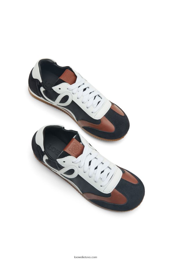 Loewe moterys baleto bėgikas iš nailono ir blauzdos odos juoda balta BZ26XN667