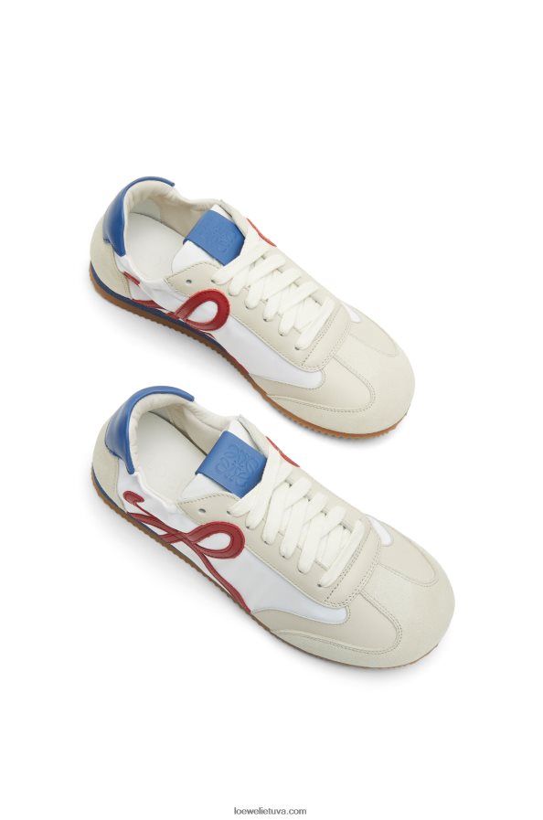 Loewe moterys baleto bėgikas iš nailono ir blauzdos odos švelni balta/vyšninė/karališka mėlyna BZ26XN666