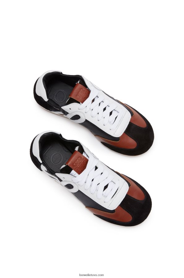 Loewe moterys baleto bėgikas iš odos ir nailono juoda balta BZ26XN669