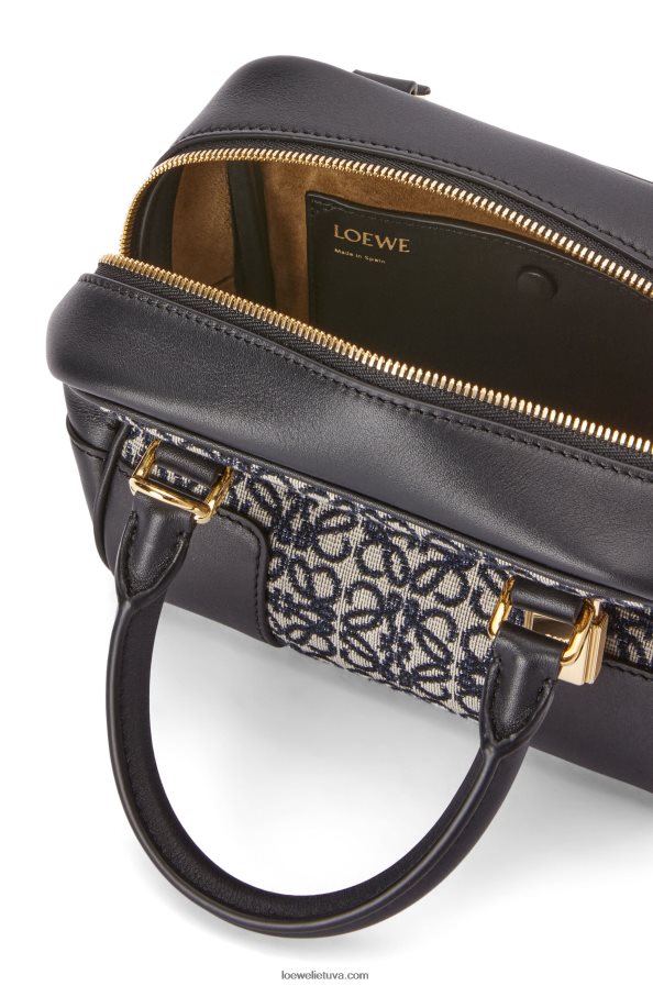 Loewe moterys amazona 16 kvadratų krepšys iš anagraminio žakardo ir veršiuko odos tamsiai/juodas BZ26XN139