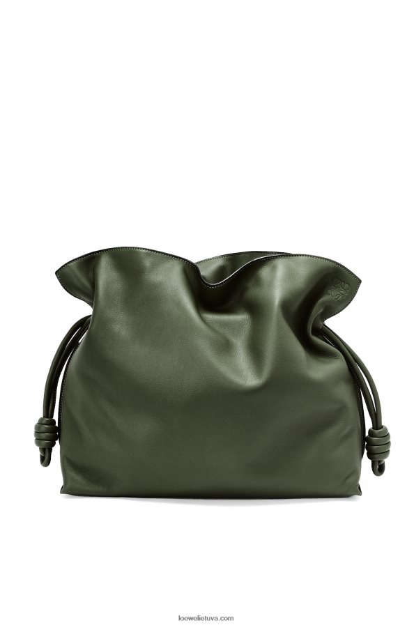 Loewe moterys didelė flamenko sankaba iš napos veršienos vintažinė chaki BZ26XN429