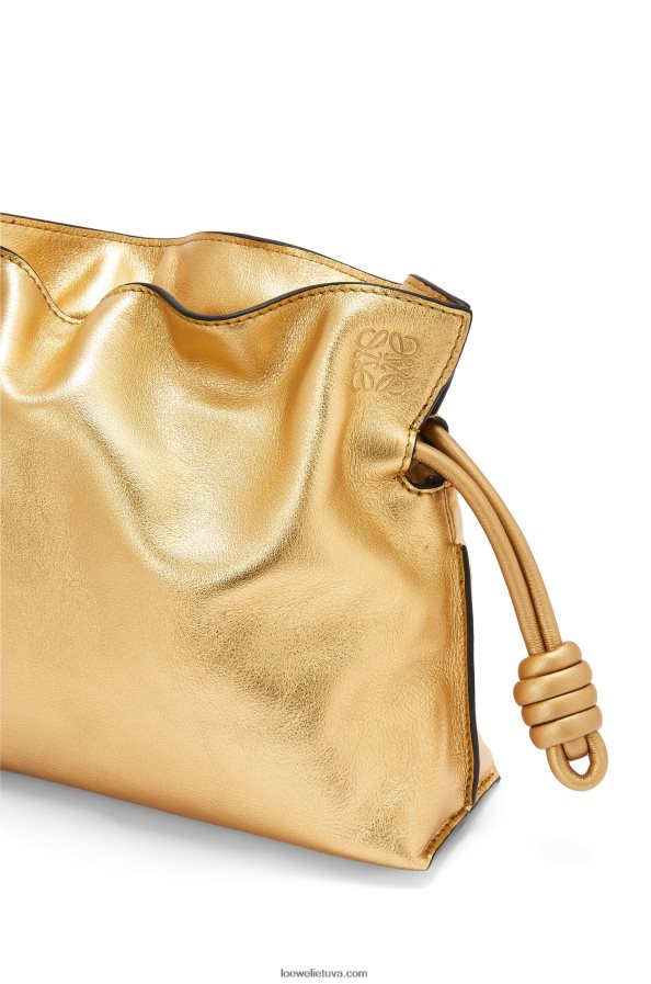 Loewe moterys mini flamenko sankaba iš Nappa veršiuko odos su grandine auksas BZ26XN333