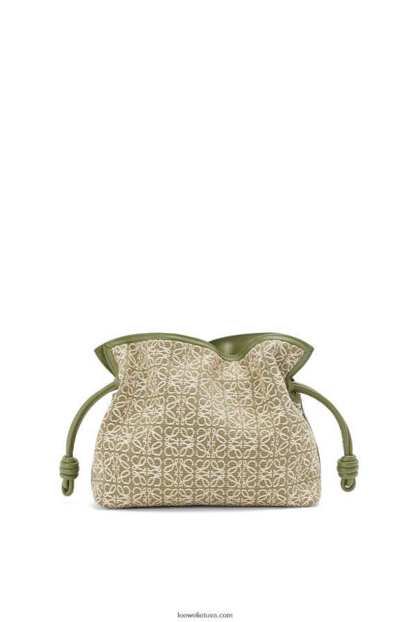 Loewe moterys mini flamenko sankaba iš anagraminio žakardo ir blauzdos odos žalia/avokado žalia BZ26XN291