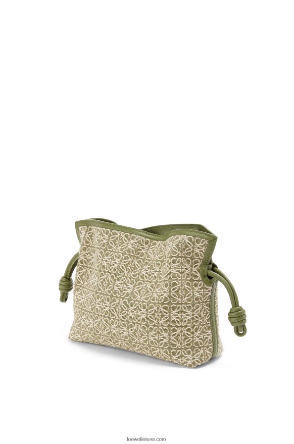 Loewe moterys mini flamenko sankaba iš anagraminio žakardo ir blauzdos odos žalia/avokado žalia BZ26XN291