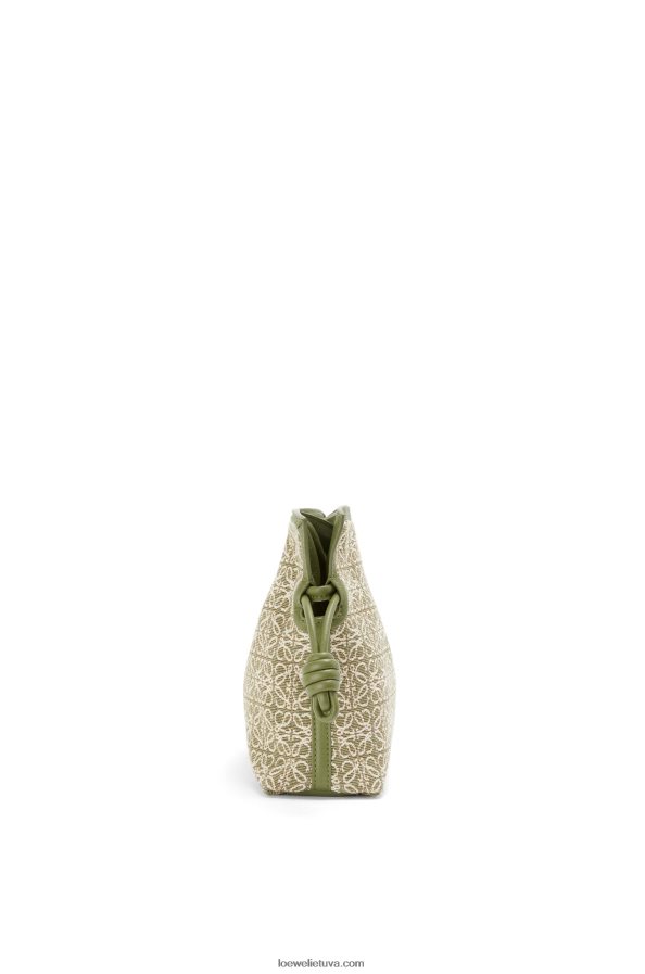 Loewe moterys mini flamenko sankaba iš anagraminio žakardo ir blauzdos odos žalia/avokado žalia BZ26XN291