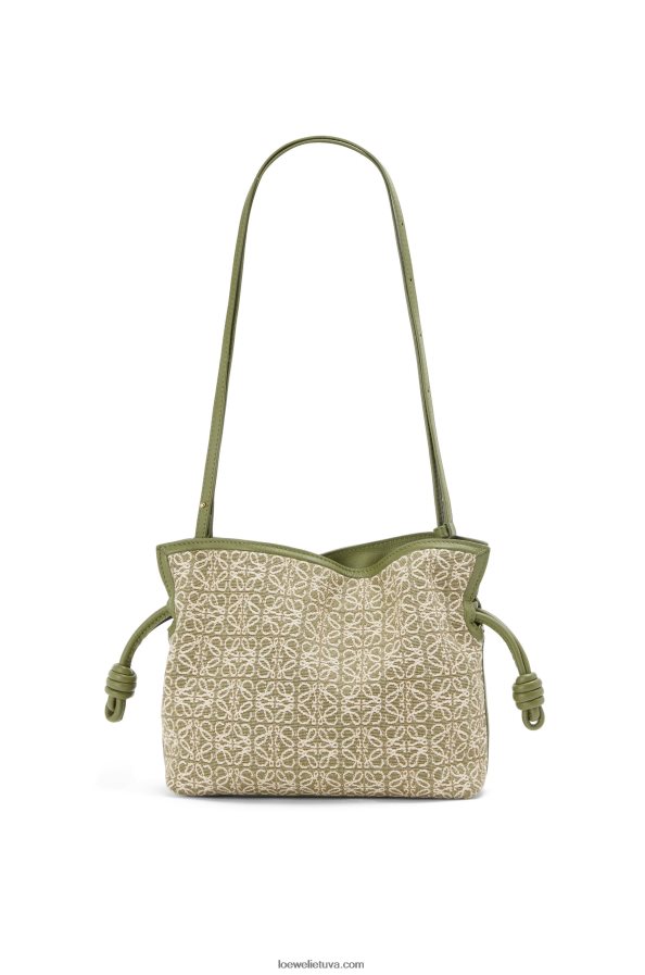 Loewe moterys mini flamenko sankaba iš anagraminio žakardo ir blauzdos odos žalia/avokado žalia BZ26XN291