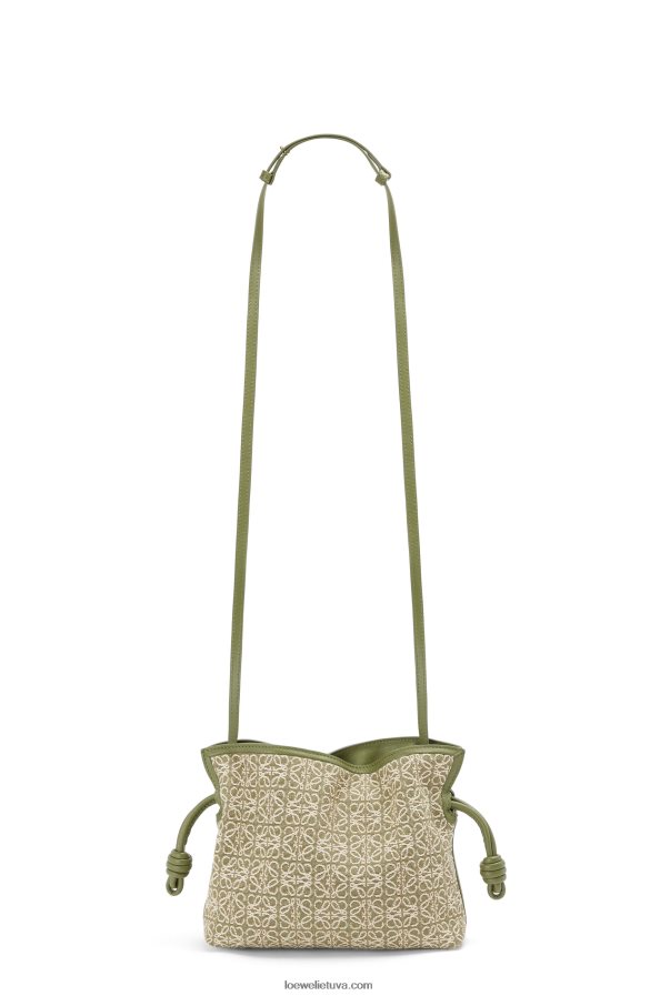 Loewe moterys mini flamenko sankaba iš anagraminio žakardo ir blauzdos odos žalia/avokado žalia BZ26XN291