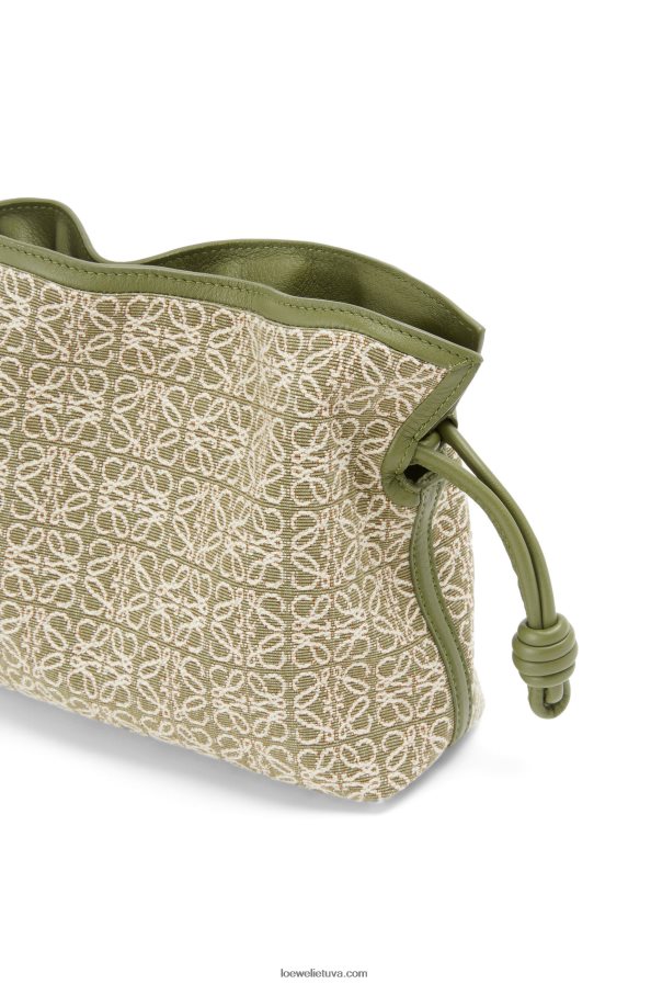 Loewe moterys mini flamenko sankaba iš anagraminio žakardo ir blauzdos odos žalia/avokado žalia BZ26XN291