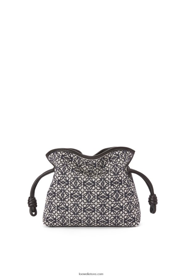 Loewe moterys mini flamenko sankaba iš anagraminio žakardo ir blauzdos odos tamsiai/juodas BZ26XN292