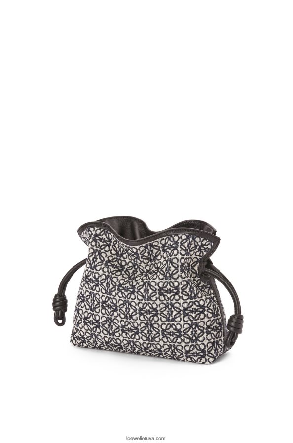 Loewe moterys mini flamenko sankaba iš anagraminio žakardo ir blauzdos odos tamsiai/juodas BZ26XN292