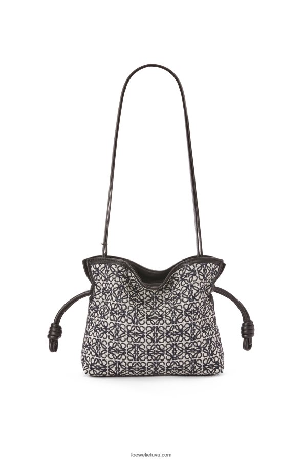 Loewe moterys mini flamenko sankaba iš anagraminio žakardo ir blauzdos odos tamsiai/juodas BZ26XN292