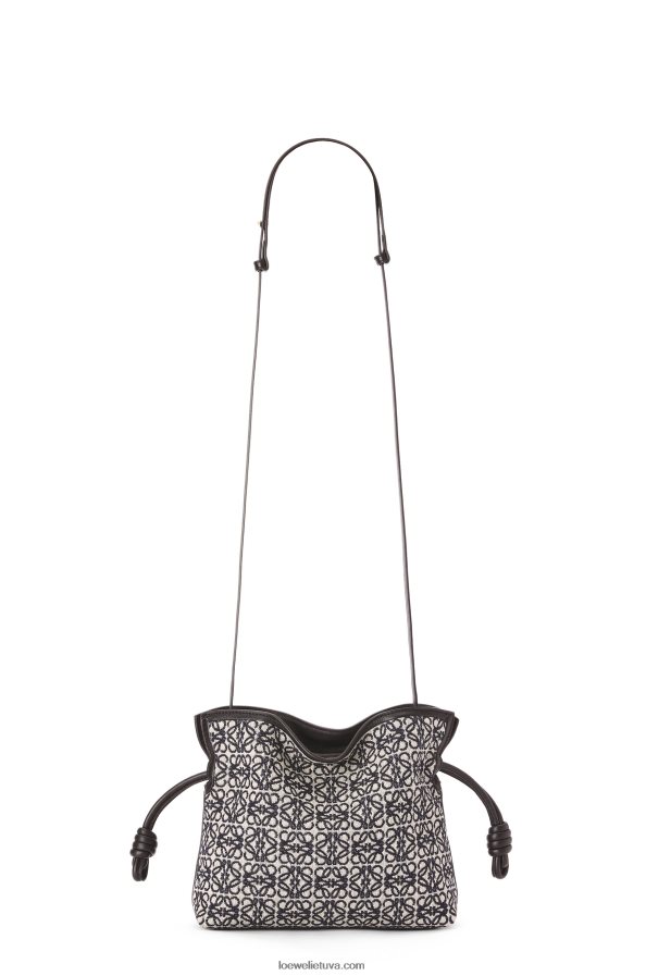 Loewe moterys mini flamenko sankaba iš anagraminio žakardo ir blauzdos odos tamsiai/juodas BZ26XN292