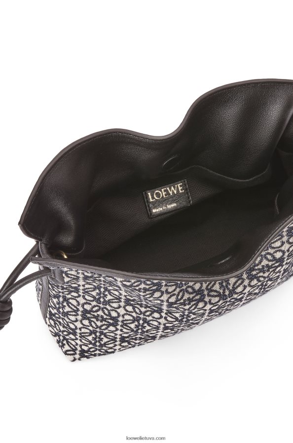 Loewe moterys mini flamenko sankaba iš anagraminio žakardo ir blauzdos odos tamsiai/juodas BZ26XN292