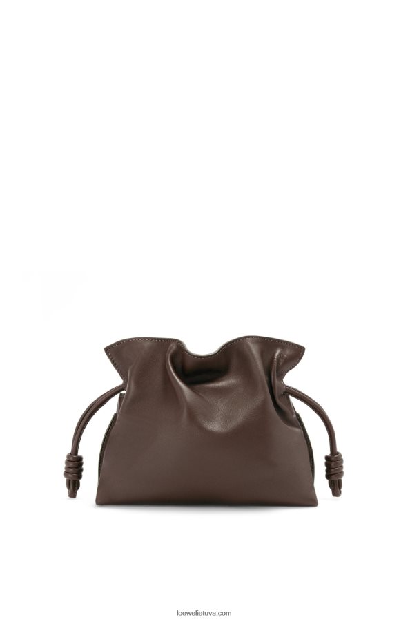 Loewe moterys mini flamenko sankaba iš nappa veršiuko odos šokolado BZ26XN555
