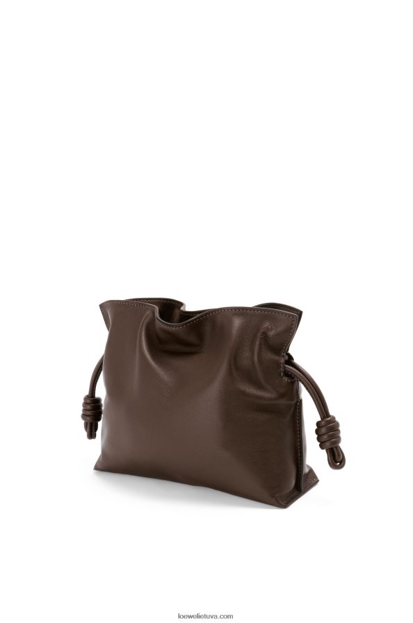 Loewe moterys mini flamenko sankaba iš nappa veršiuko odos šokolado BZ26XN555